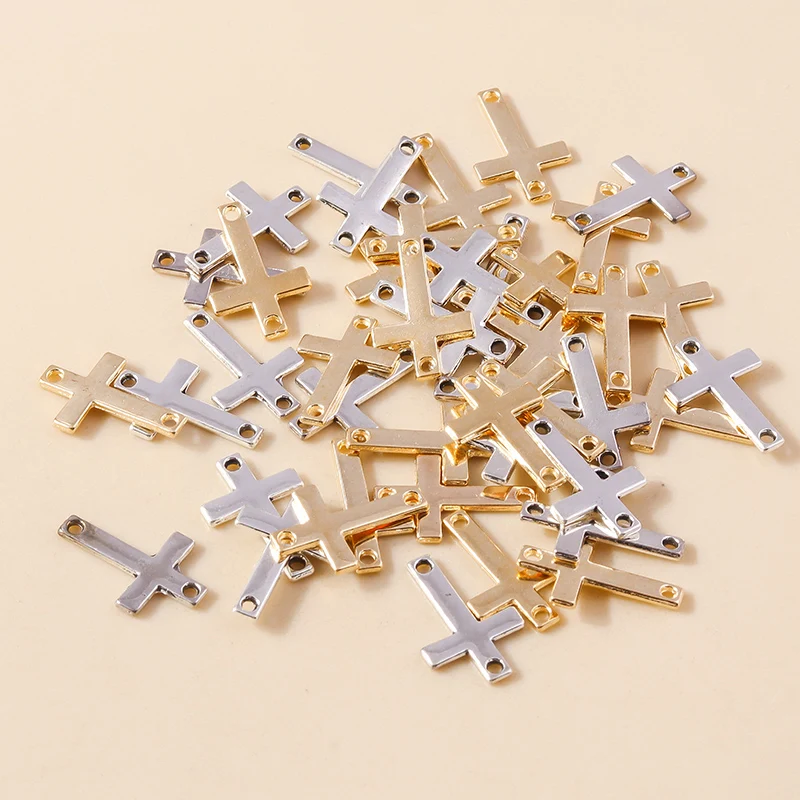 40 Stück 11 x 18 mm niedliche Gold-Silber-Farben-Legierung Kreuz-Charms-Anschlüsse für Schmuckherstellung, Halsketten, Ohrringe, DIY-Bastelbedarf – Detail 7