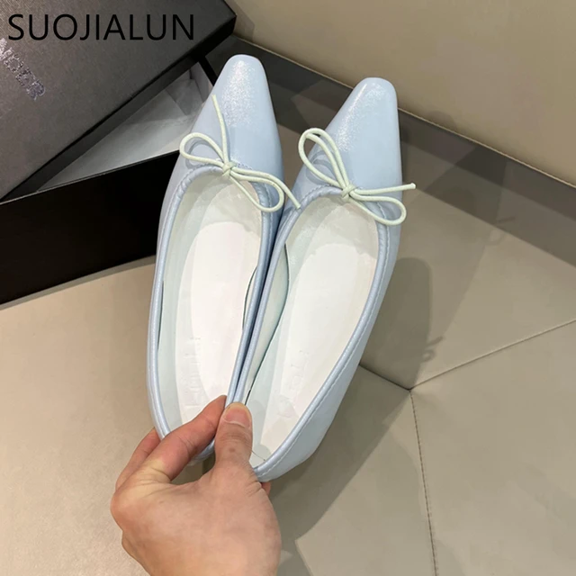 SUOJIALUN 2022 Spring Candy Color Women Flats Shallow Slip On Flat Heel Ladies Ballet Flat Shoes Pointed Toe Casual Loafers Muje 6