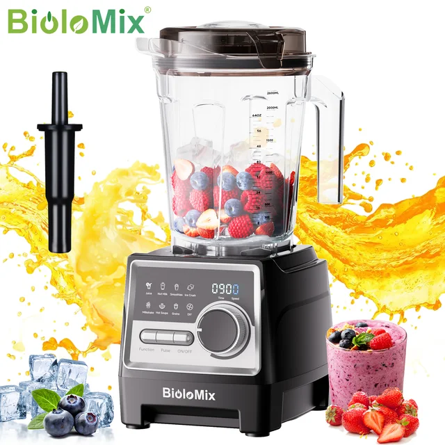 BioloMix – mélangeur professionnel 1500W, avec pot de 2,6 l sans BPA, 6 lames, 7 programmes prédéfinis pour smoothies, shakes, lait de noix 1