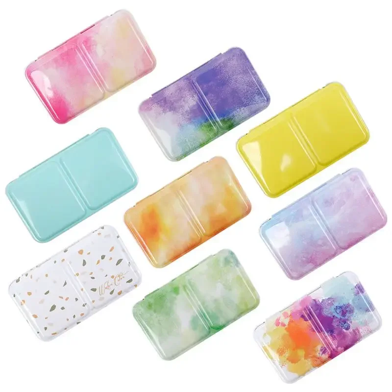 Paint Tray Color Palette Watercolor Palette Portable Empty Watercolor Tin Box Storage Iron Paint Tray Palette with 24 Half Pans For Painting