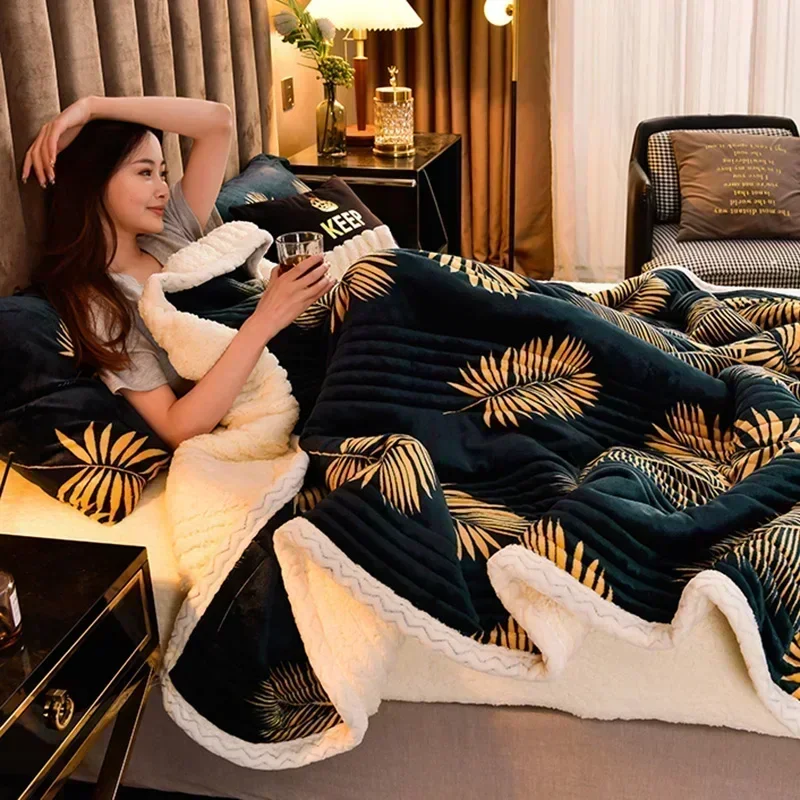 Soft Fluffy Warm Winter Blanket Thicken Lamb's Wool Autumn Warmth Blankets for Bed Milk Velvet Comfortable Sofa Blanket Throw 4