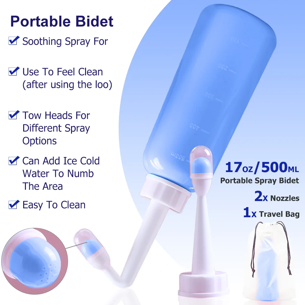 Postpartum Care Bottle, Travel Wash Basin, Direct and Side Flush 2 IN 1, 350Ml/500ML, Resistant to 100 º C,Bonus Bag 3