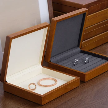 Solid Wood Jewelry Storage Box with Cover – Organizer for Rings, Necklaces & Bracelets 1