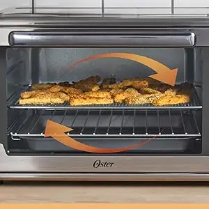 Oster Air Fryer Oven, 10-in-1 Countertop Toaster Oven Air Fryer Combo,  10.5 x 13 Fits 2 Large Pizzas, Stainless Steel,Silver