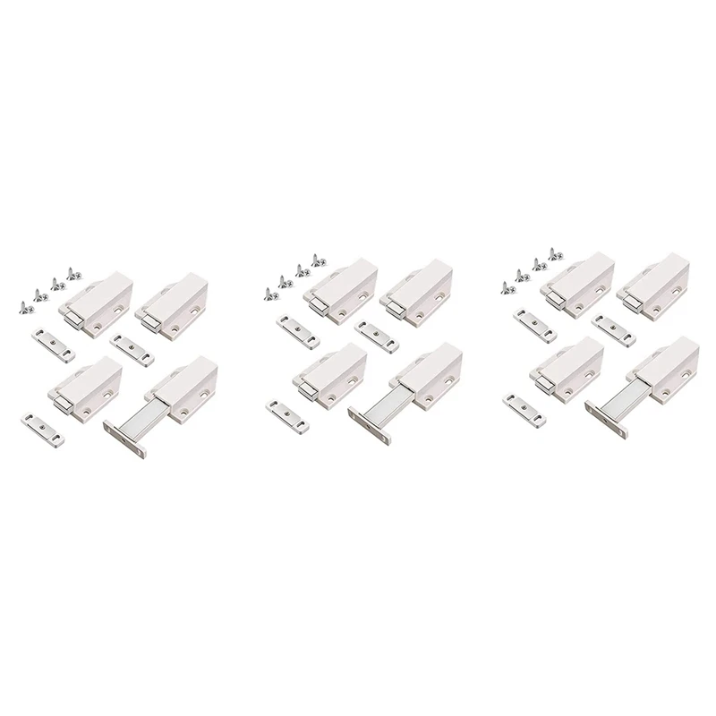 

ABHU Push Latch Heavy Duty 12 Pack Push To Open Cabinet Hardware Magnetic Contact Latches For Large Door Push White