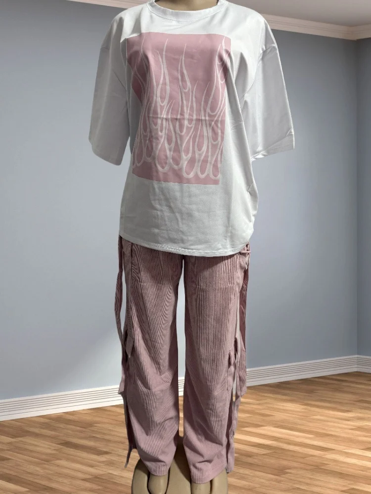 Wmstar Two Piece Outfits for Women Wholesale Casual Fashion Loose Cargo Pants Sets  Multi Pocket Two Piece Set Matching Suit