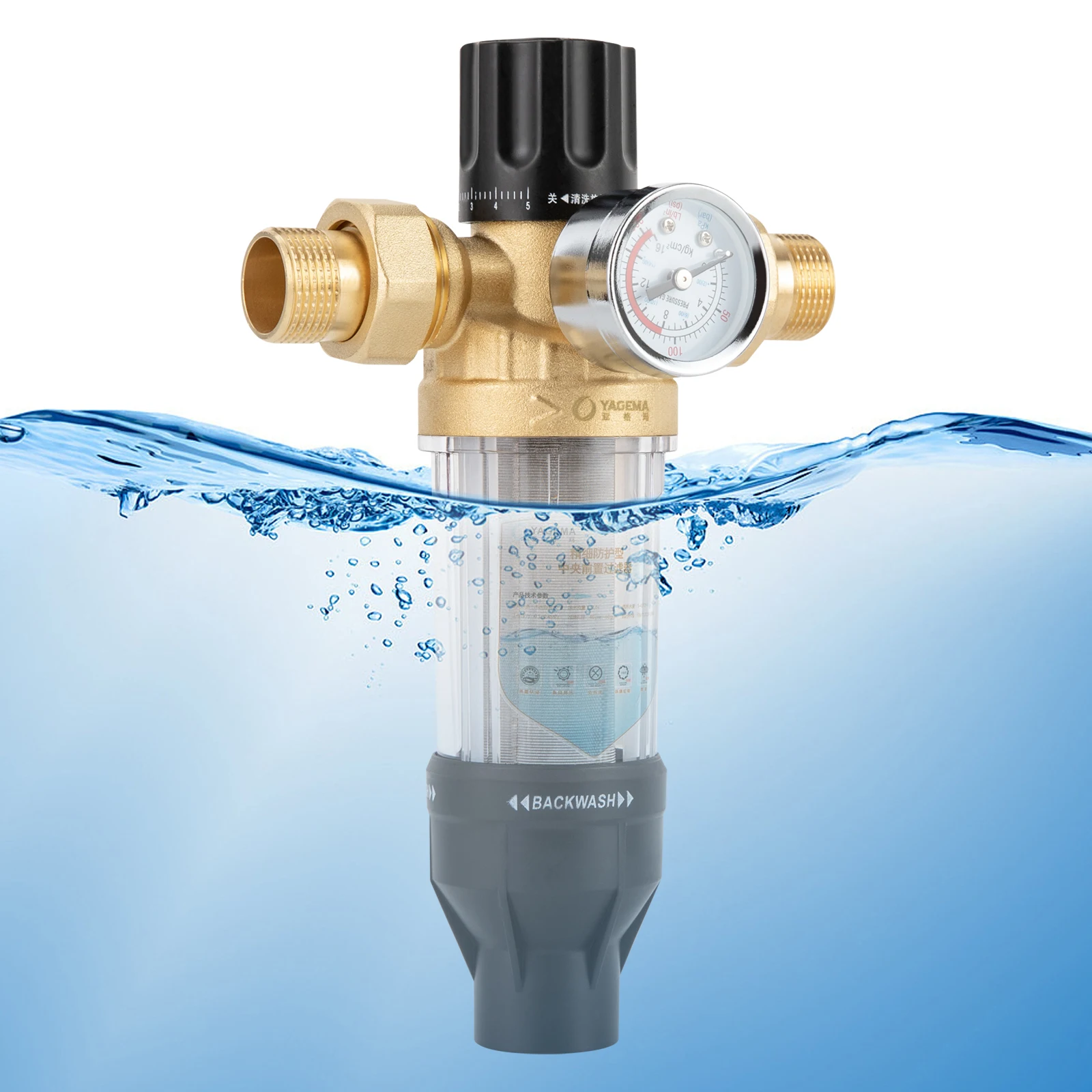 Reusable Tap Water Filter Stainless Steel Flowing Fine Filter Pre-filter Sediment Filter for Well Water Hose 1/2 inch 3/4 inch