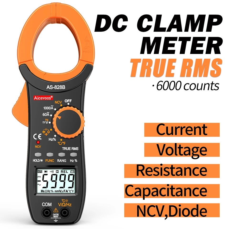Aicevoos Digital Clamp Meter Ac Dc Tester Di Tensione Auto Rang 600A Morsetto Di Corrente Trms Multimetro Elettrico Profesiona Amperometro Ohm