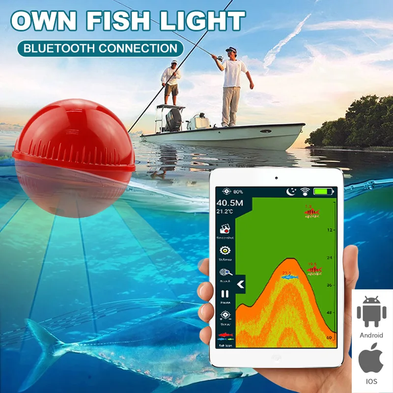 Erchang XA02 Wireless Bluetooth Smart Sonar Fish Finder 48m 160ft Portable Outdoor Fishing Equipment IOS Android