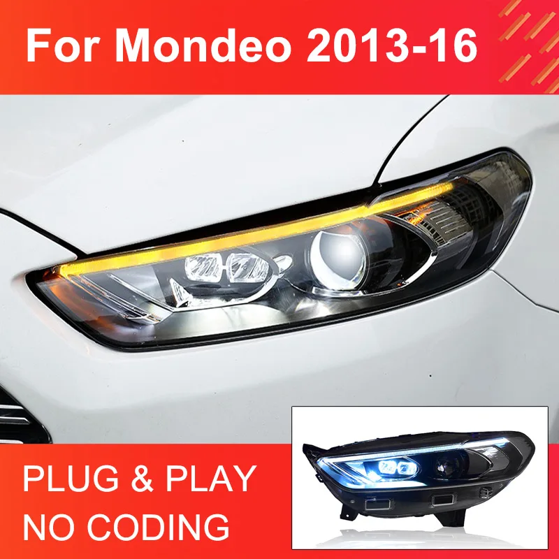 

1 Pair LED Headlight Assembly for Ford Mondeo 2013-2016 Headlight Plug and Play with LED DRL Dynamic Turning Front Head lights