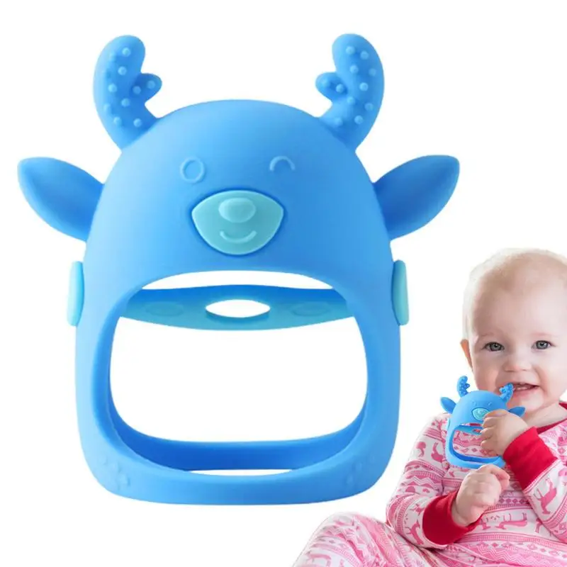 

Infant Rattling Teether Deer-Shaped Silicone Infant Teething Toy Hand Pacifier For Breast Feeding Babies Infants Car Seat Toy