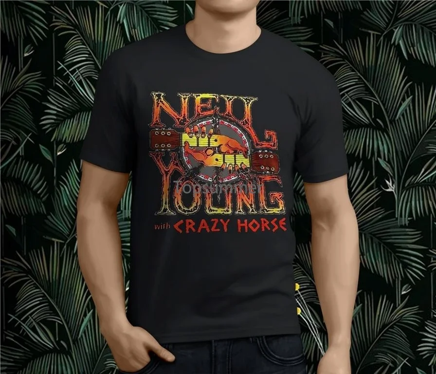 

New Popular Neil Young With Crazy Horse Men'S Black T Shirt S 3Xl
