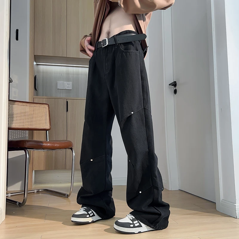 

2023 New Streetwear Jeans Cargo Pants black Loose Plus Size Micro flared Pants Harajuku Casual Denim Pants Y2K Men Clothing