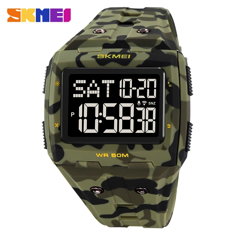 Skmei 2186 militaire Camouflage carré montre numérique pour hommes étanche sport LED affichage hommes montres Relojes Para Hombre