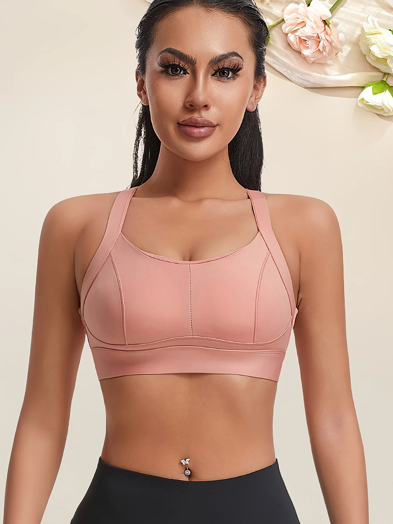 1pc women's sports bra fitness integrated cross back bra yoga vest sports bra 4
