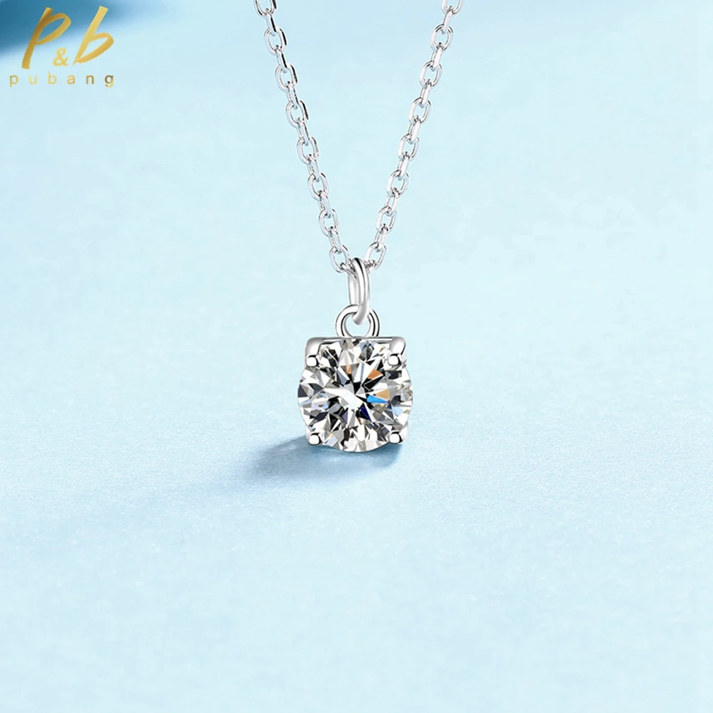 

PuBang Fine Jewelry 925 Sterling Silver 1CT Moissanite Diamond Wedding Pendant Necklacefor Women Anniversary Gifts Free Shipping