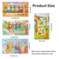 Wooden Magnetic Maze,Train Animals Shape Labyrinth Toys, Early Educational Toys, Magnetic Pen Driving Beads Interactive Game 2