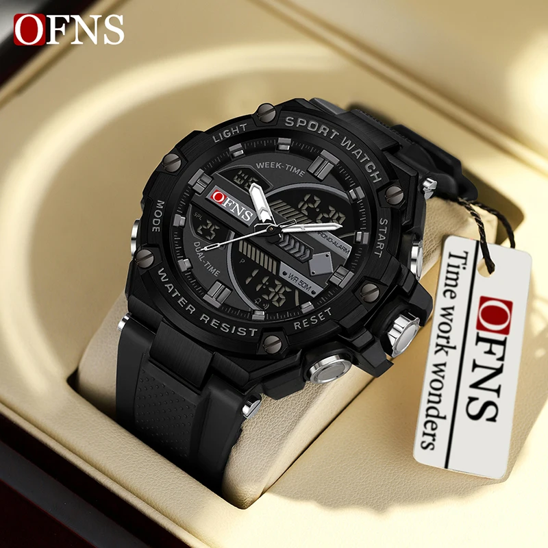 Men's Waterproof LED Sport Watch with Alarm and Dual Time Display