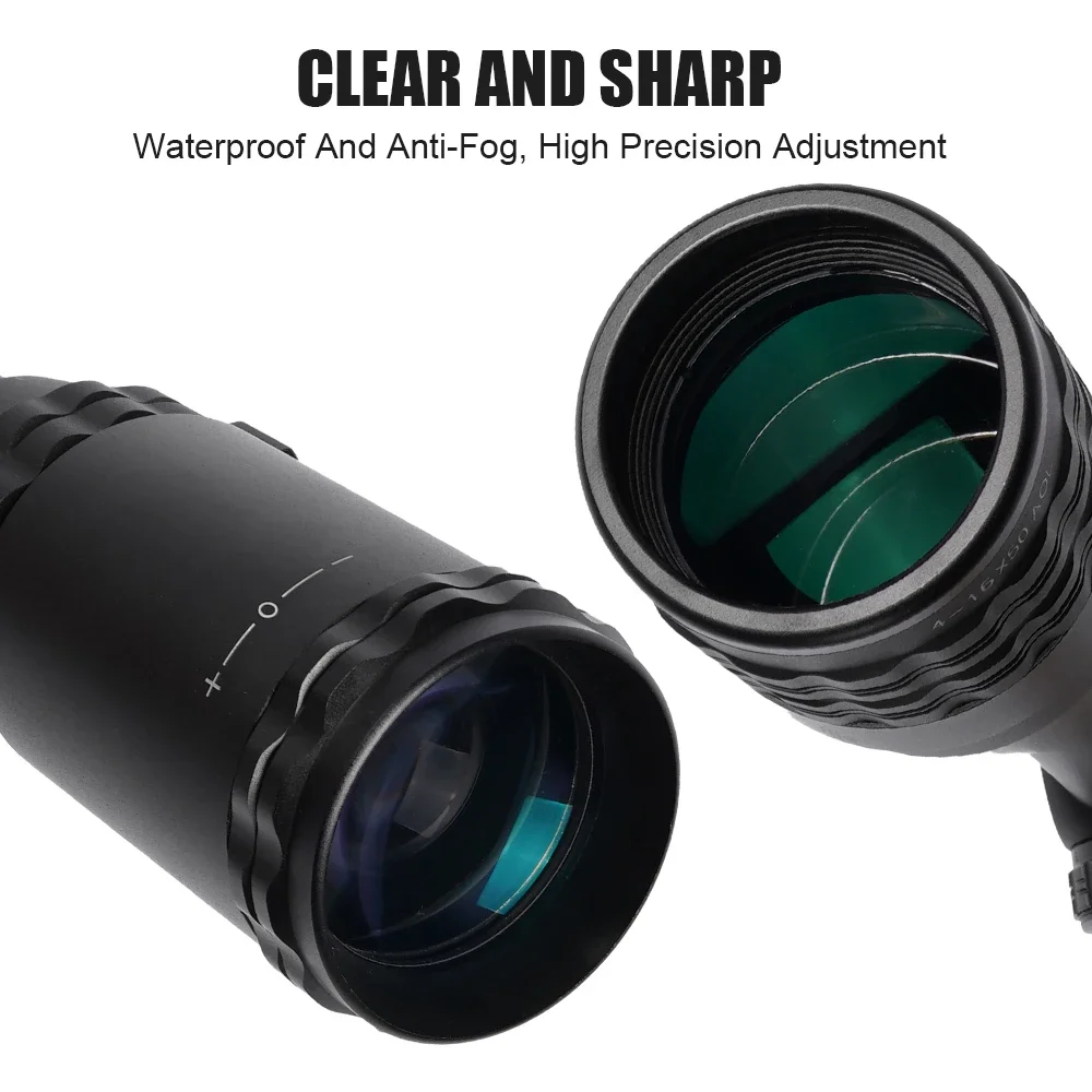 Tactical 4-16X50AOL Optical Sight Long-Range Red/Green Dot Laser Combination Adjustable Focal Length for Hunting