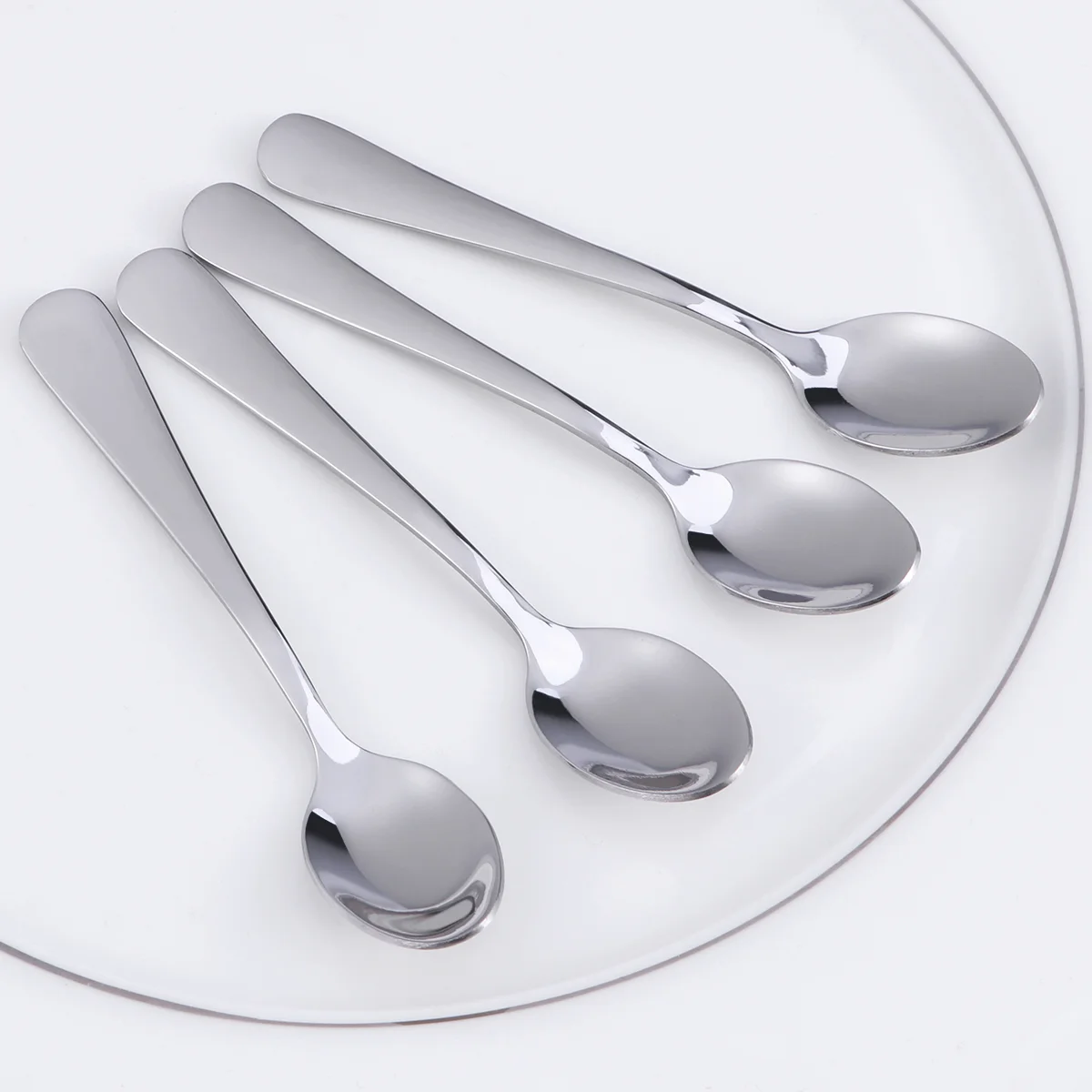 12 Pcs Coffee Stirring Spoon Mini Ice Cream Spoon Dessert Serving Kitchen Cutlery Set Stainless Steel Teaspoons