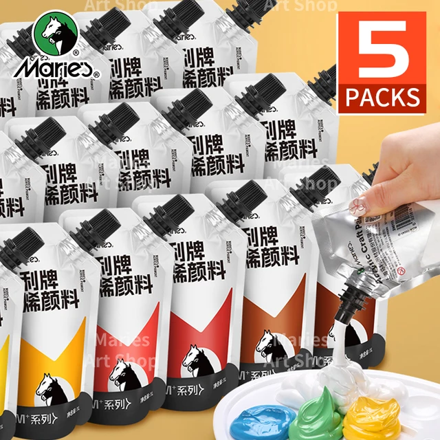 Marie's 5 confezioni da 100 ml/3,38 once set di colori acrilici colorati per modelli, artigianato fai da te, tela, uova, roccia, legno, parete per adulti e artisti 1