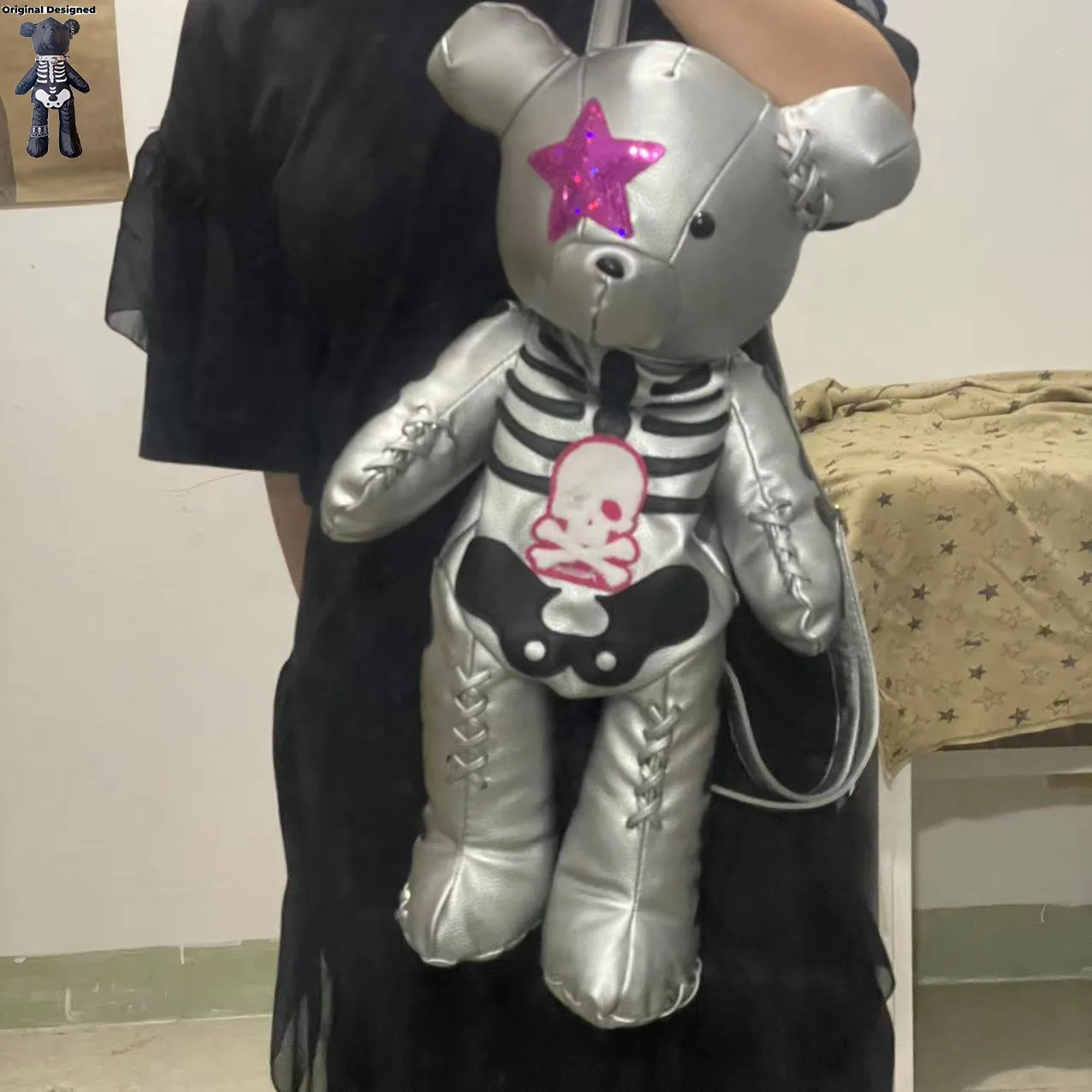 Y2K Cool Girl Tote Da Donna Gothic Dark Harajuku Style Bear Muppet Bag Zaino Punk Portatile