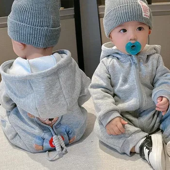 Baby Spring and Autumn Jumpsuit Boys Girls Long Sleeve Baby Clothes Newborn 0 to 18M Solid Romper Toddler Clothing Baby Overall 2