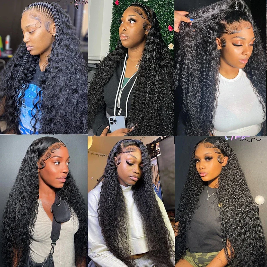 Parrucche di capelli umani ricci e crespi, con onda profonda, 13x6 HD Lace Frontal Wig, nere, brasiliane, 13x4 HD Lace Front, Remy, per donna - immagine 5