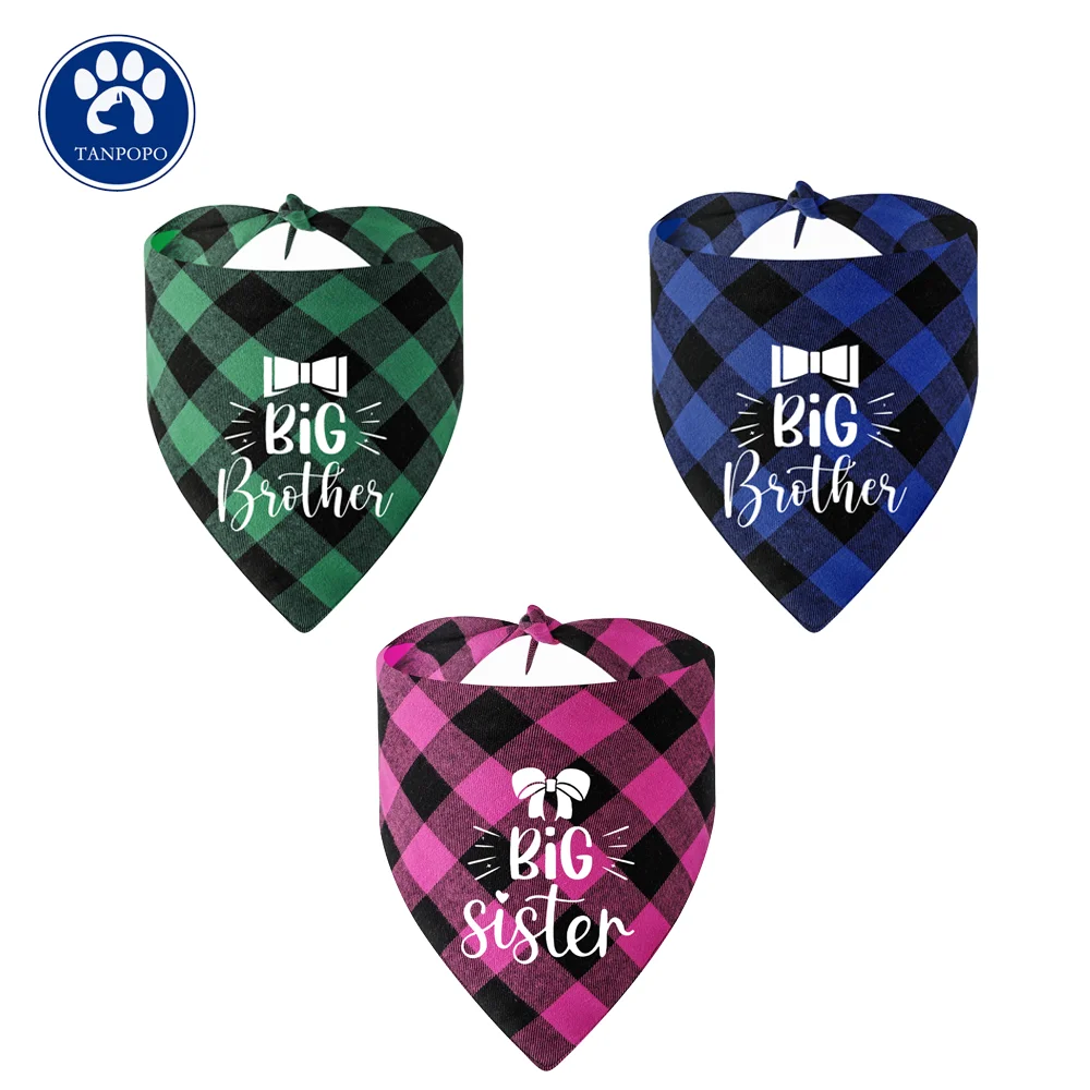 BigSisterBrotherDogBandanaBuffaloPlaidTriangleDogScarf