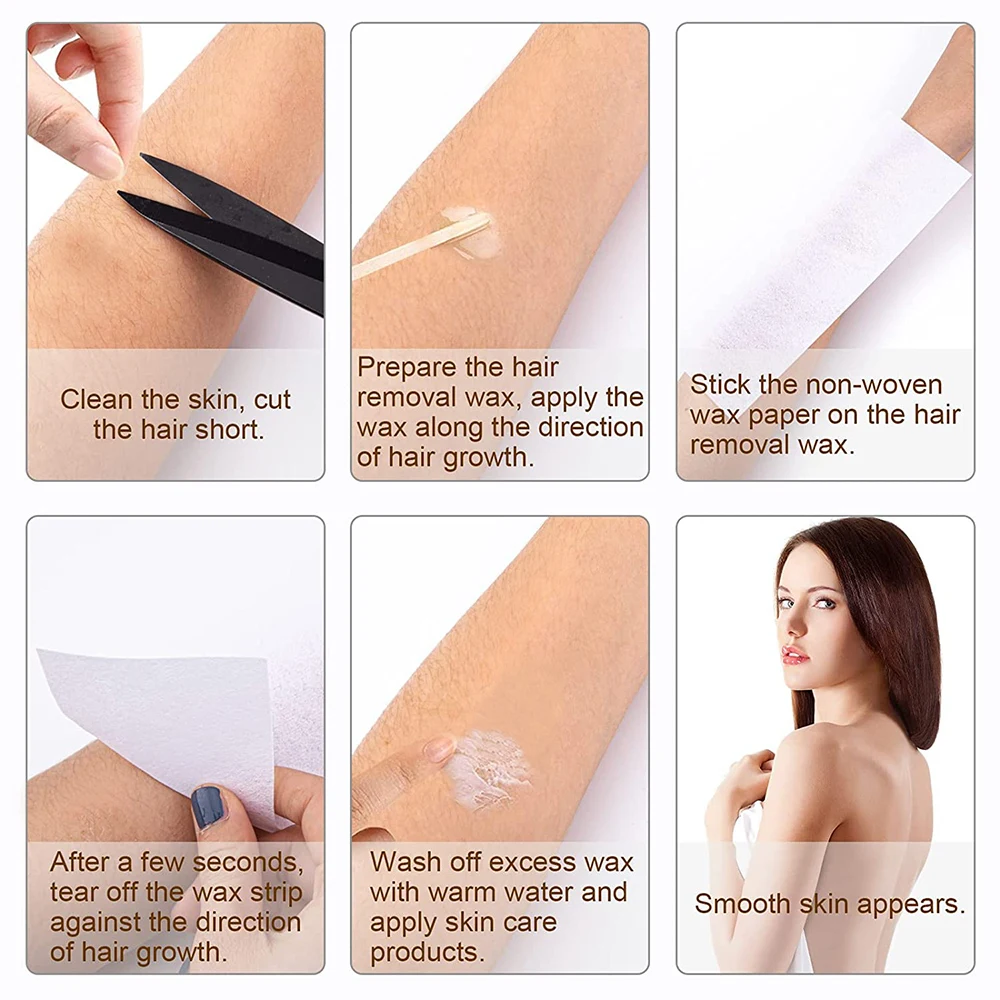 50/80/100Pcs Wax Band Hair Removal Depilation Strips Nonwoven Cloth Body Leg Arm Eyebrow Hair Remove Wax Paper Rolls Beauty Tool 2
