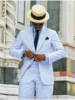 2 Pieces  Casual Men Suits Seersucker Stripe Outfits Custom Wedding Groom Tuxedo Costume Homme Peaked Lapel Jacket+Pants 4