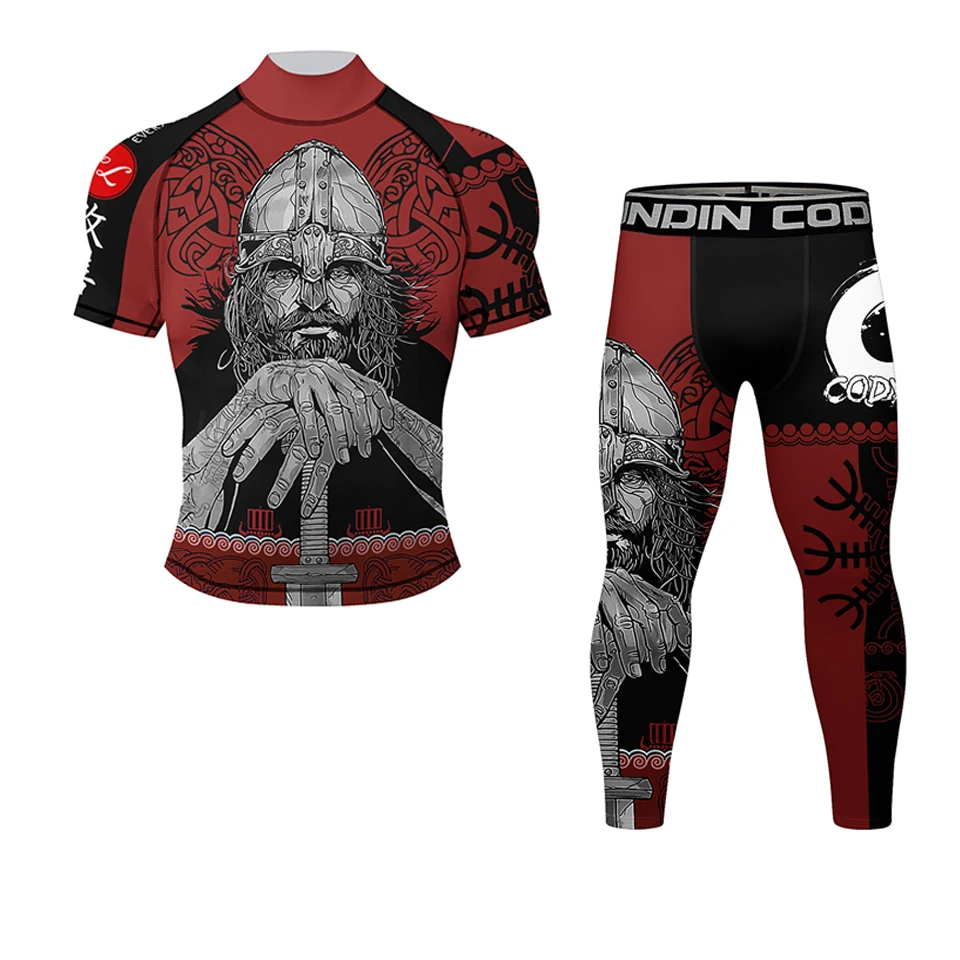 Sports Apparel MMA Rashguard Jiu Jitsu T-shirt+Pant for Men Boxing Jerseys BJJ KickBoxing Sets Muay Thai Shorts Gym