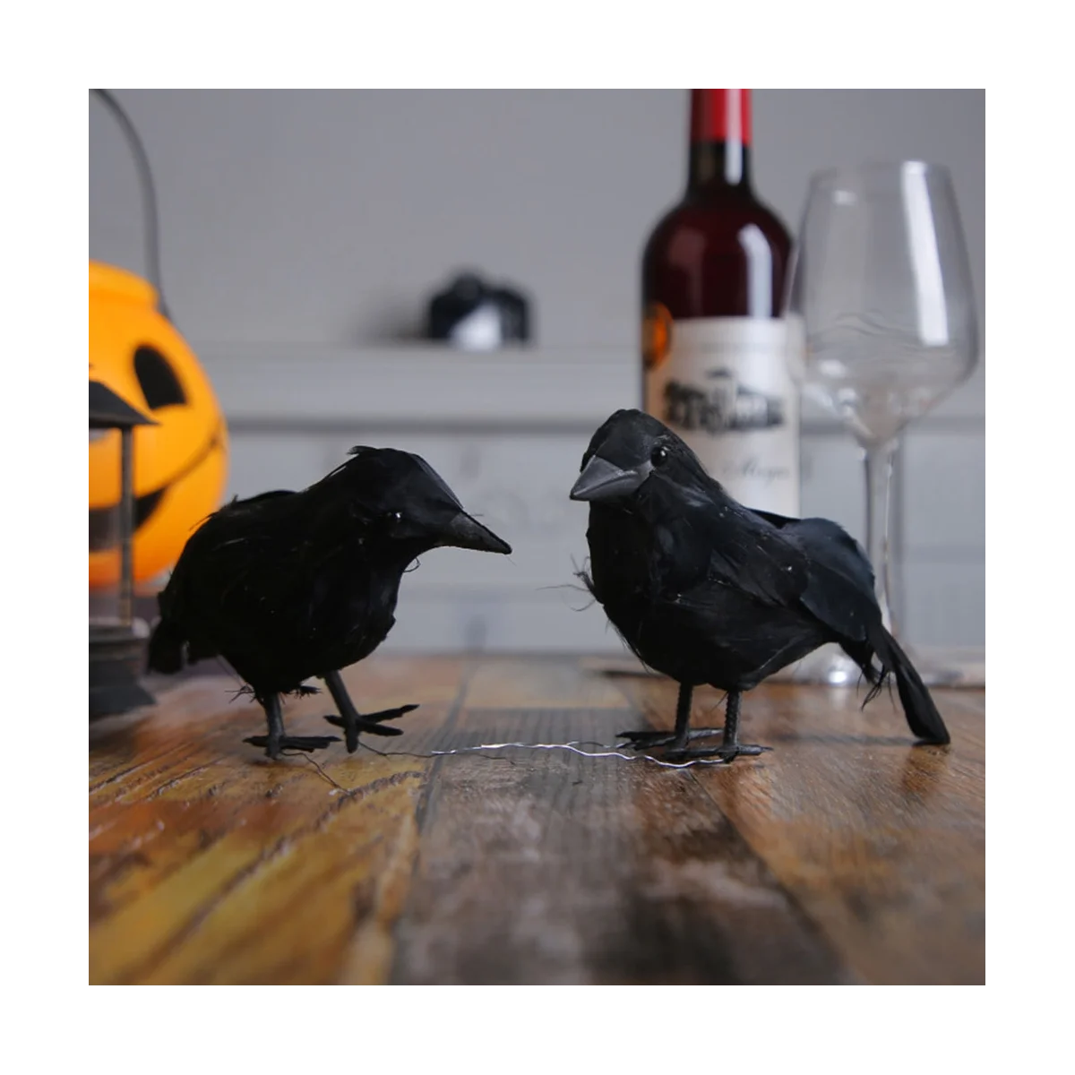 Simulazione Black Crow Animal Model Artificial Crow Halloween Party Decor Black Fake Bird Ravens Prop Decorazione Del Giardino, B