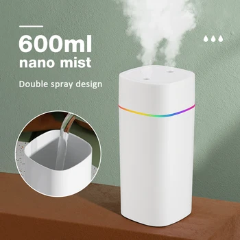 600ml Air Humidifier Cool Nano Mist Maker Water Spray Essential Oil Aromatherapy Diffuser Mute Atomizer Fogger Purify For Home 1