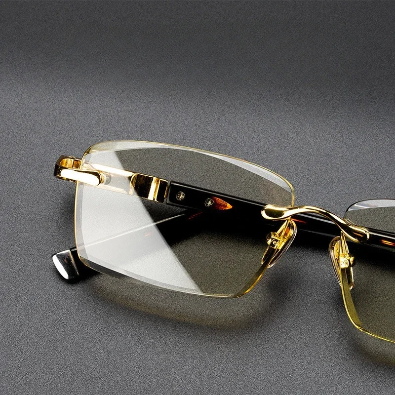 Óculos de Leitura Sem Bordas em Metal Natural para Presbiopia - Proteção para os Olhos