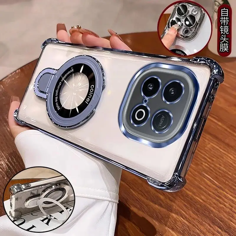 Elegant Electroplating Silicone Phone Case with Stand - Shockproof and Skin-friendly TPU Cover