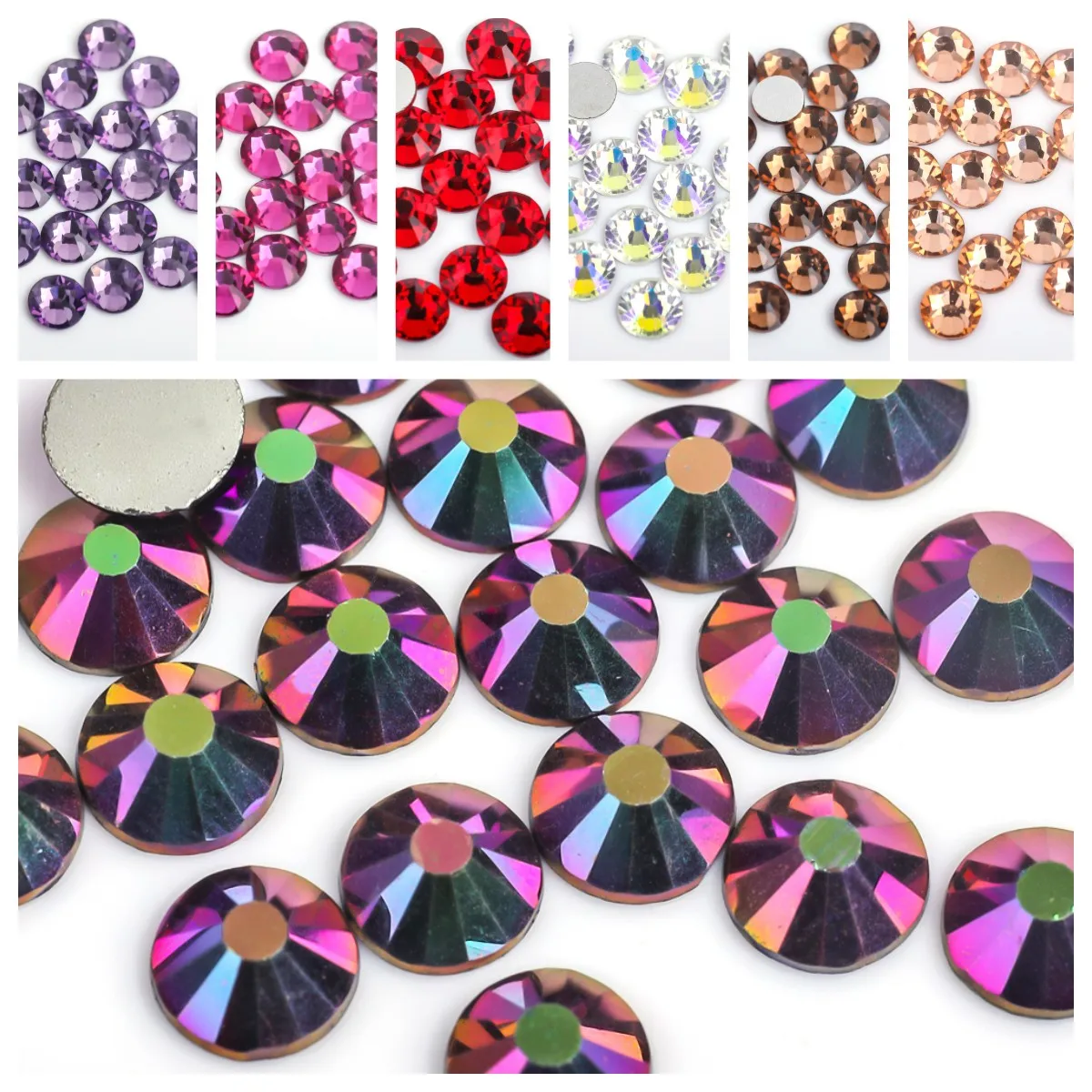

ss30 Multicolor Non Hotfix 3D Nail Art stones Flat back Rhinestones glass nail art Decorations