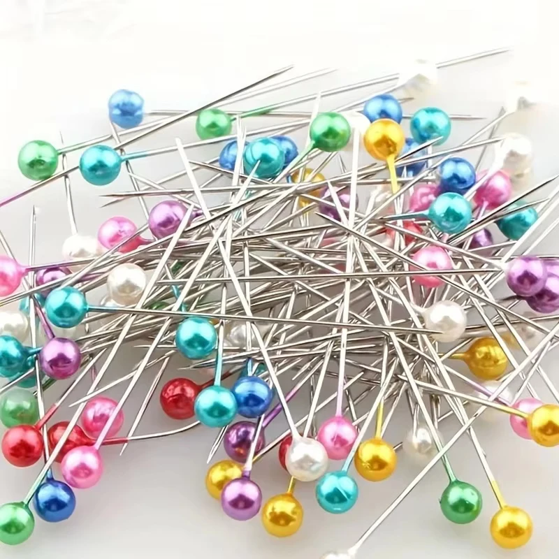 Description Picture 5 of item100Pcs Fashion Sewing Needles Colored Glass/Ceramics Head Bead Pin Stitch Knitting Needles Sewing Fixed DIY Safety Pin