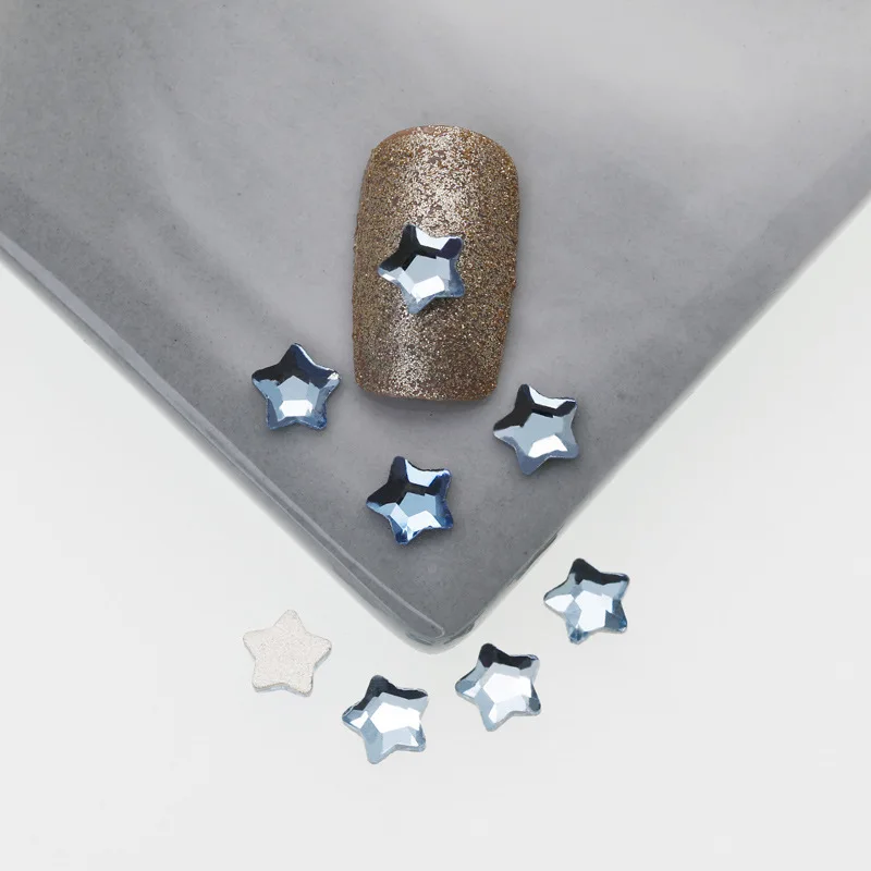 100/500 Stück 4 mm/6 mm Sternform 18 Farben Boutique Nagelkunst-Strasssteine mit flachem Boden Glaskristall 3D-Nageldekoration Großhandel – Detail 10