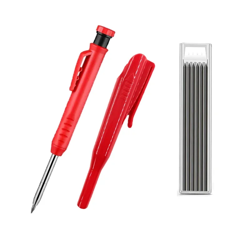 Durable Carpenter Pencil with Refill Lead and Built-in Sharpener for Precision Woodworking