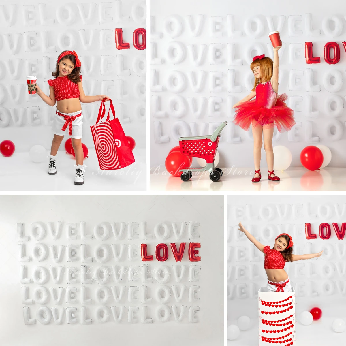 

Love's Text Balloon Backgrounds Modern Love Kids Adult Photocall Props Child Baby Decors Cake Smash Valentine's Day Backdrops