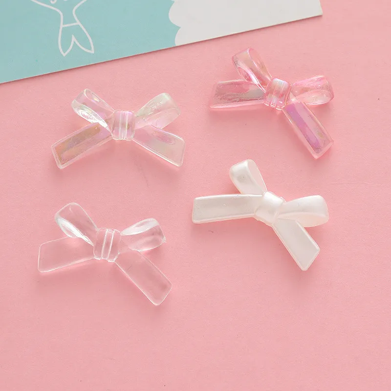 

10Pcs Transparent Cute Butterfly Bow Resin DIY Shoes Hat Icebox Barrette Mobile Phone Case Scrapbook Cream Glue Flat Back Resin