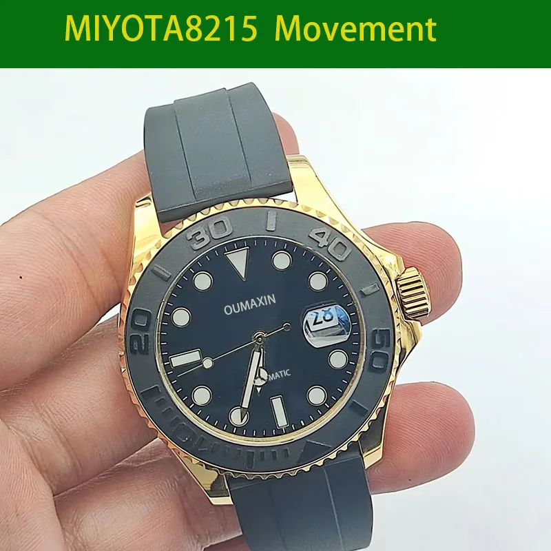 

Men watch luxury brand 9004 stainless steel watch waterproof watch Miyota movement black dial blue luminous silicone strap