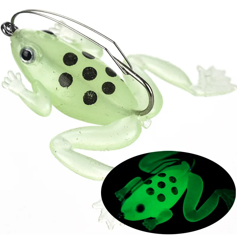 Frosch-Angelköder Windloser Freihängender Boden-Spinner Einzelhaken Weichköder mit Haken 7cm 5g Set 5 Stück im Angebot – Detail 6