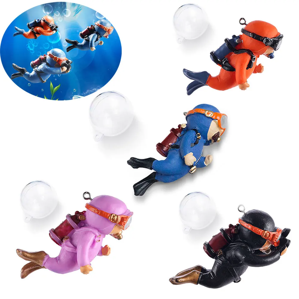Aquarium Ornaments Blue Fat Man Aquarium Decoration Resin Floating Diver Fish Tank Ornaments
