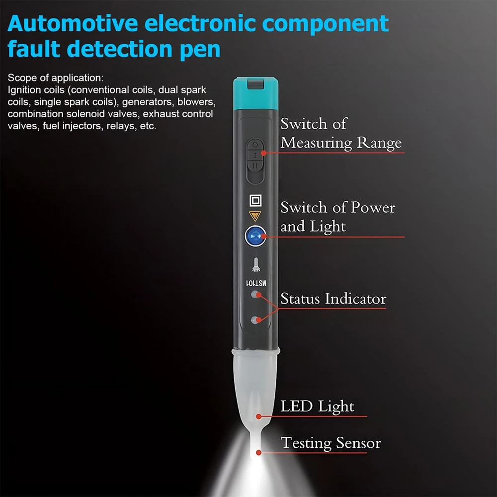 자동차 점화 코일 테스터 MST-101 LED 표시등이 있는 자동 스파크 전자 결함 감지기 점화 전자기 테스트