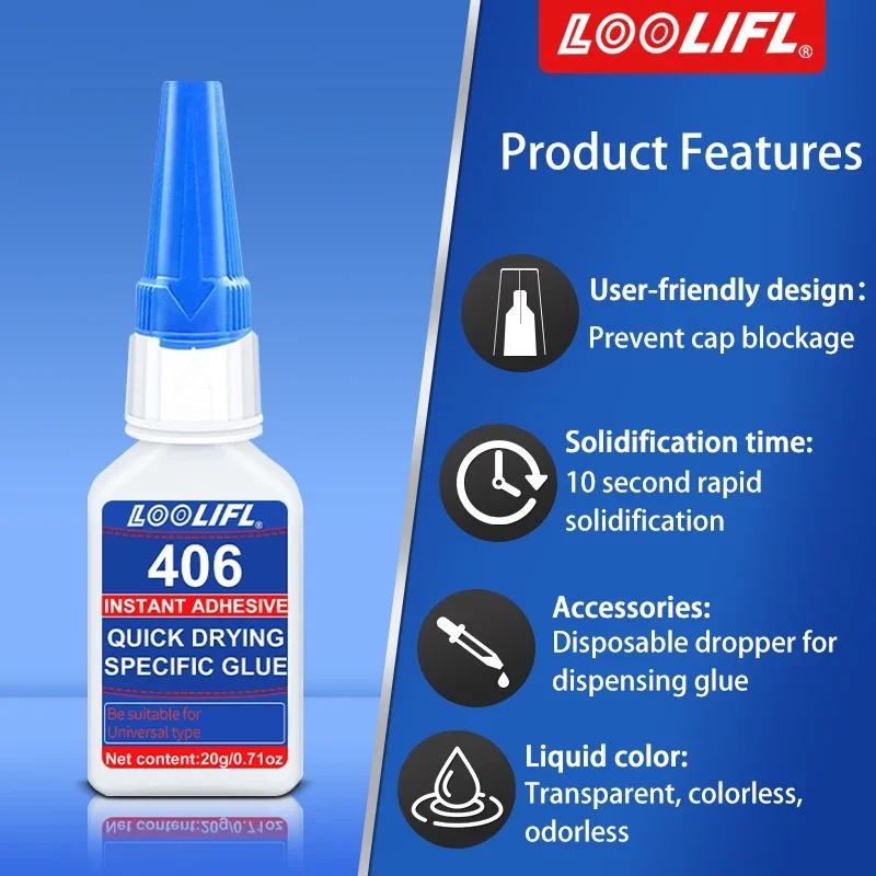Colle Cyanoacrylate New406 20ml - Lot de 1, 2 ou 3 - Faible Odeur
