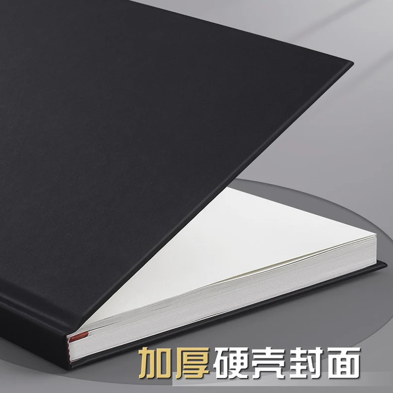 Quadratisches Notizbuch, schwarzes Kraftpapier, Hardcover, 100 Blatt/Buch, 80 g/m², horizontal gestreift, leere Gitter-Innenseite, Büro- und Studentenbedarf – Detail 6