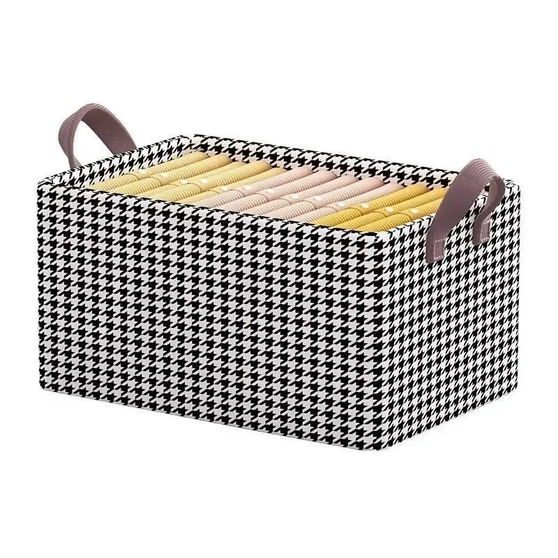 Fabric Storage Bins with Metal Frame Large Clothes and Pants Storage Baskets for Closet Organizing Rectangle Household Handing 6