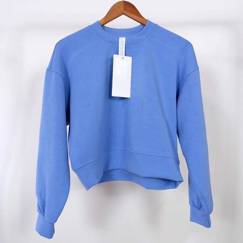 

Luluwomen Solid Fitness Oversized Yoga Sweater Sports Loose Short Crop Top Women Gym Thick Warm Pullover Autumn Winter Sportwear